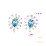 گوشواره ژوپینگ طلای سفید (رادیوم) نگین‌دار کد 14E25011842