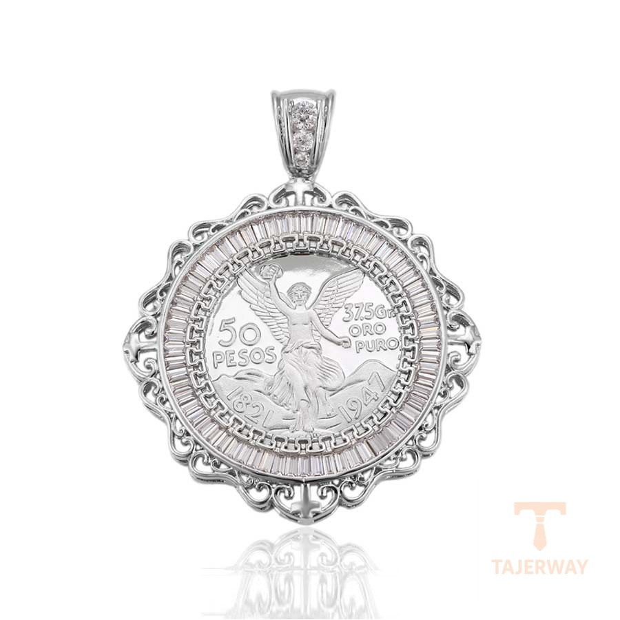 اویز ژوپینگ طلای سفید (رادیوم) نگین‌دار کد 33127