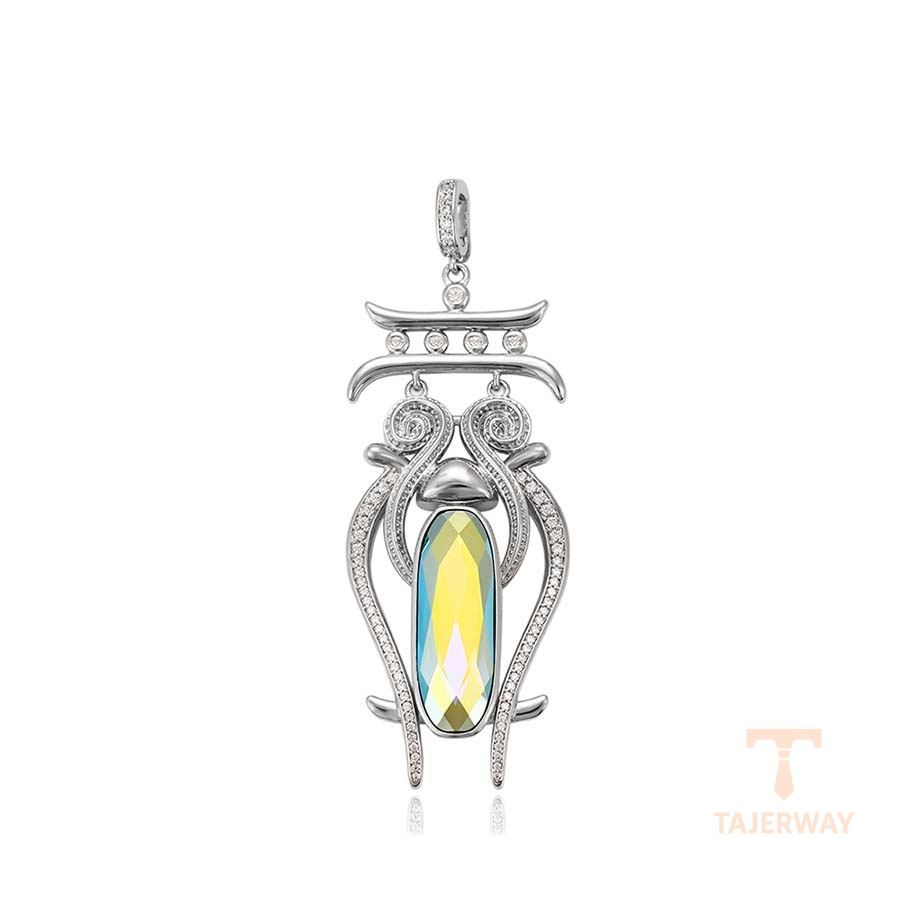 اویز ژوپینگ طلای سفید (رادیوم) نگین‌دار کد 32905