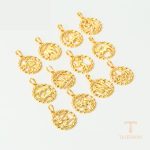 اویز ژوپینگ رنگ طلایی طرح طلا ۲۴ عیار بدون نگین کد 33756