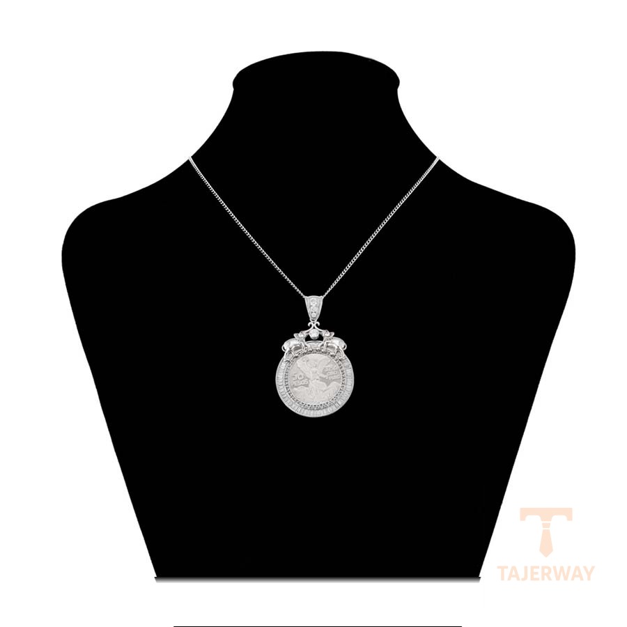 اویز ژوپینگ طلای سفید (رادیوم) نگین‌دار کد 35310