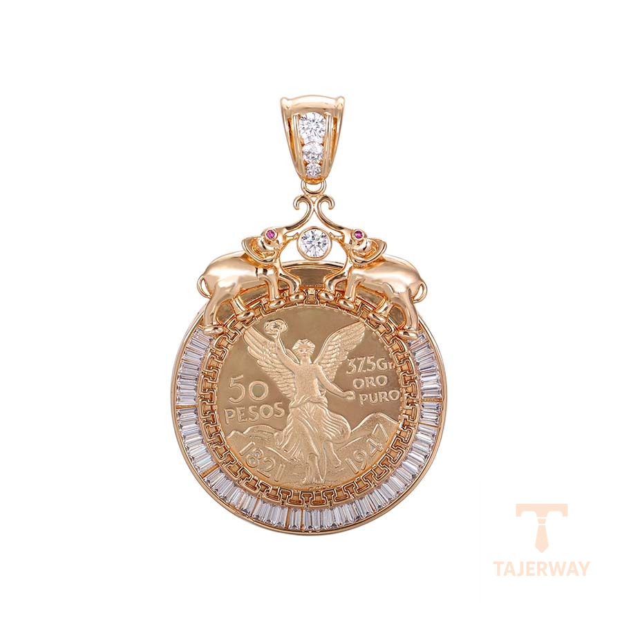 اویز ژوپینگ رنگ طلایی طرح طلا ۱۸ عیار نگین‌دار کد A00915694