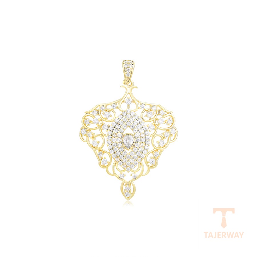 اویز ژوپینگ رنگ طلایی طرح طلا ۱۴ عیار نگین‌دار کد S00020432