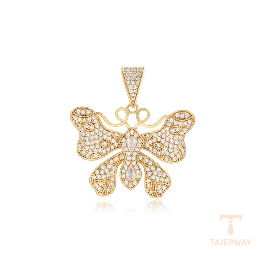 اویز ژوپینگ رنگ طلایی طرح طلا ۱۴ عیار نگین‌دار کد X000705610