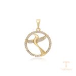 اویز ژوپینگ رنگ طلایی طرح طلا ۱۴ عیار نگین‌دار کد X000715220