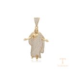 اویز ژوپینگ رنگ طلایی طرح طلا ۱۴ عیار نگین‌دار کد X000746118