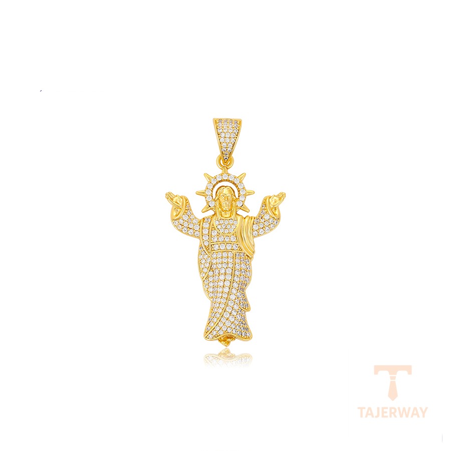 اویز ژوپینگ رنگ طلایی طرح طلا ۲۴ عیار نگین‌دار کد X000755841