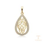 اویز ژوپینگ رنگ طلایی طرح طلا ۱۴ عیار نگین‌دار کد X000926057