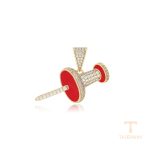 اویز ژوپینگ رنگ طلایی طرح طلا ۱۴ عیار نگین‌دار کد X000937058