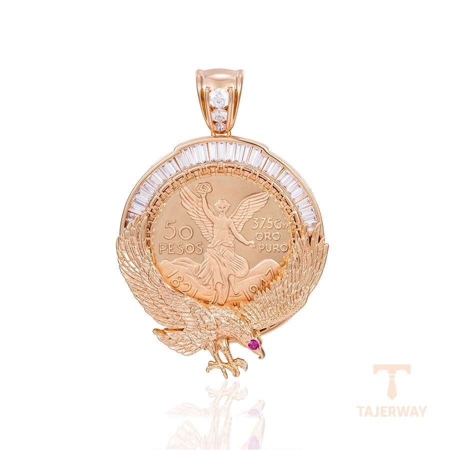 اویز ژوپینگ رنگ طلایی طرح طلا ۱۸ عیار نگین‌دار کد X000958829