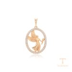 اویز ژوپینگ رنگ طلایی طرح طلا ۱۸ عیار نگین‌دار کد X001122751