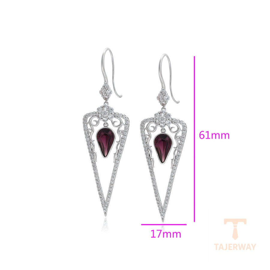 گوشواره ژوپینگ طلای سفید (رادیوم) نگین‌دار کد 14E2511804