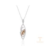 گردنبند ژوپینگ طلای سفید (رادیوم) نگین‌دار کد 14N25011566