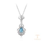 گردنبند ژوپینگ طلای سفید (رادیوم) نگین‌دار کد 14N25011801