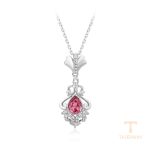 گردنبند ژوپینگ طلای سفید (رادیوم) نگین‌دار کد 14N25011806