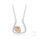 گردنبند ژوپینگ طلای سفید (رادیوم) نگین‌دار کد 14N2511576