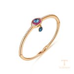 النگو ژوپینگ رنگ طلایی طرح طلا ۱۸ عیار نگین‌دار کد X000744693