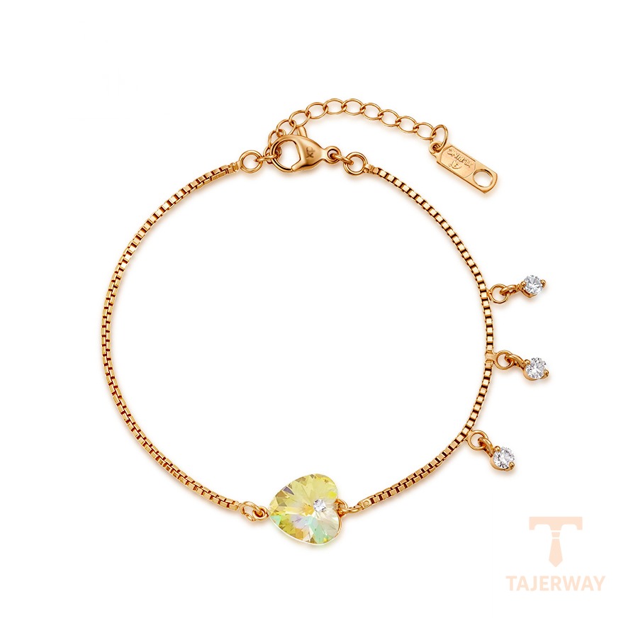 دستبند ژوپینگ رنگ طلایی طرح طلا ۱۸ عیار نگین‌دار کد X001105112