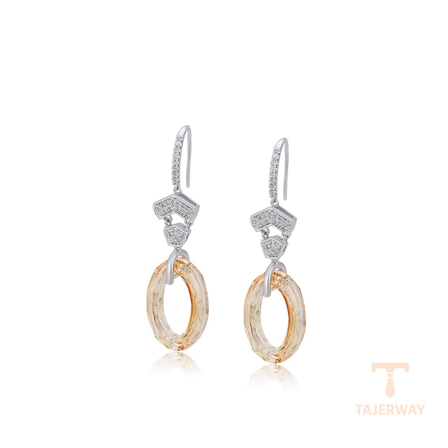 گوشواره ژوپینگ طلای سفید (رادیوم) نگین‌دار کد 1010058071