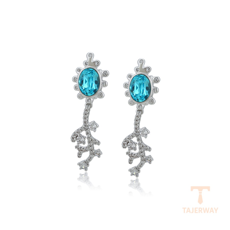 گوشواره ژوپینگ طلای سفید (رادیوم) نگین‌دار کد 1010064182