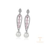 گوشواره ژوپینگ طلای سفید (رادیوم) نگین‌دار کد 14E2521805