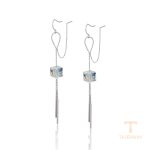 گوشواره ژوپینگ طلای سفید (رادیوم) نگین‌دار کد 810648904