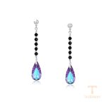 گوشواره ژوپینگ طلای سفید (رادیوم) نگین‌دار کد 810655955