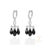 گوشواره ژوپینگ طلای سفید (رادیوم) نگین‌دار کد 93297-A12
