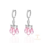 گوشواره ژوپینگ طلای سفید (رادیوم) نگین‌دار کد 93297-A15