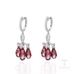 گوشواره ژوپینگ طلای سفید (رادیوم) نگین‌دار کد 93297-A6