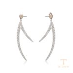 گوشواره ژوپینگ طلای سفید (رادیوم) نگین‌دار کد 93573-A10