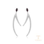 گوشواره ژوپینگ طلای سفید (رادیوم) نگین‌دار کد 93573-A5