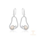 گوشواره ژوپینگ طلای سفید (رادیوم) نگین‌دار کد 93835-A10