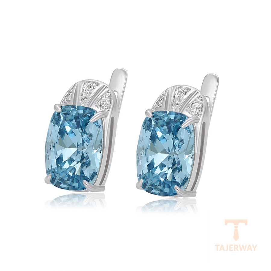 گوشواره ژوپینگ طلای سفید (رادیوم) نگین‌دار کد 93954-A18