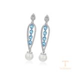 نمای نزدیک گوشواره ژوپینگ نگین‌دار کد 93961