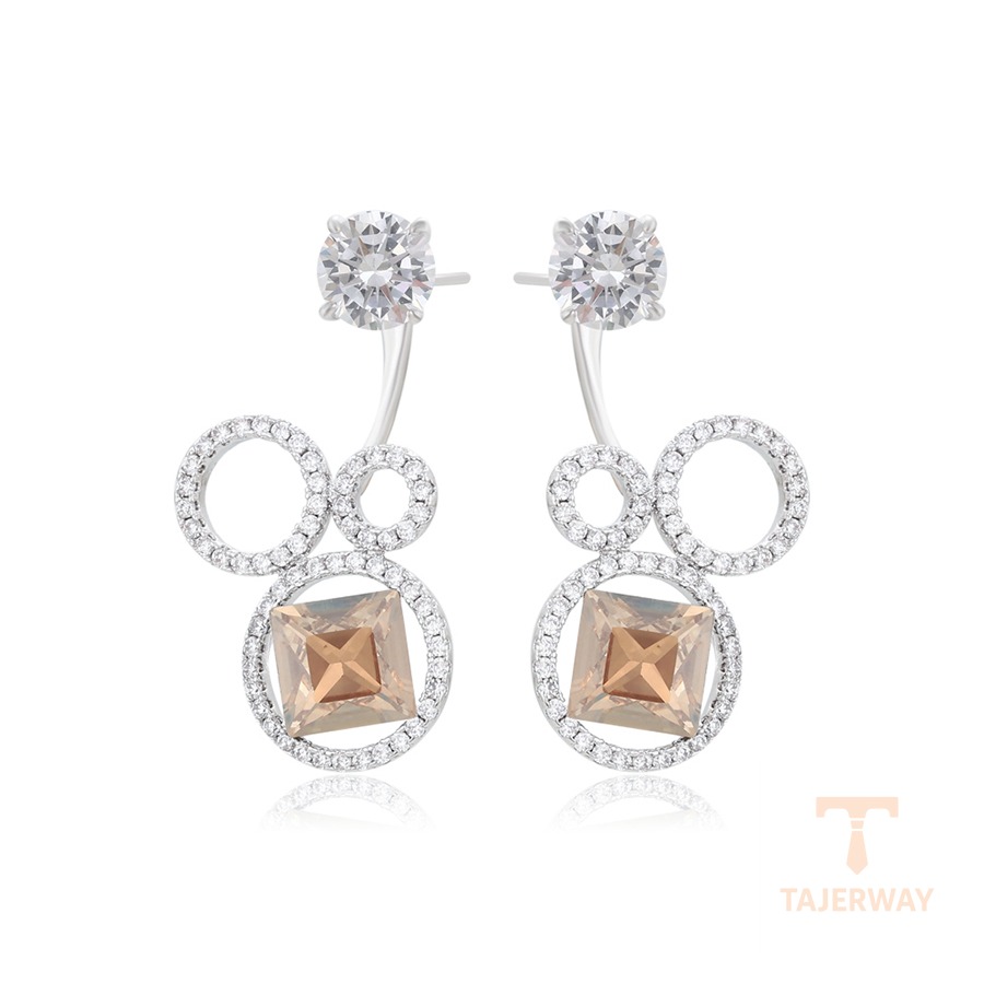 گوشواره ژوپینگ طلای سفید (رادیوم) نگین‌دار کد 96200-A10