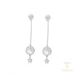 گوشواره ژوپینگ طلای سفید (رادیوم) نگین‌دار کد 97415-A1