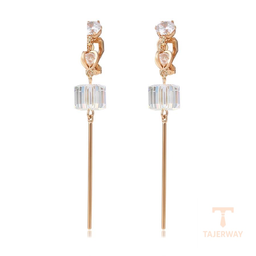 گوشواره ژوپینگ رنگ طلایی طرح طلا ۱۸ عیار نگین‌دار کد 97630