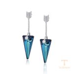 گوشواره ژوپینگ طلای سفید (رادیوم) نگین‌دار کد 97676-A13
