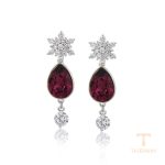 گوشواره ژوپینگ طلای سفید (رادیوم) نگین‌دار کد A00506502