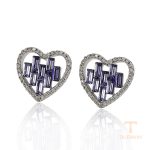 گوشواره ژوپینگ طلای سفید (رادیوم) نگین‌دار کد A00608208