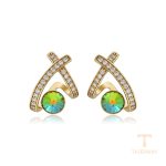 نمای نزدیک گوشواره ژوپینگ نگین‌دار کد X000890083