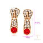 نمای نزدیک گوشواره ژوپینگ نگین‌دار رنگ ثابت کد X000924260