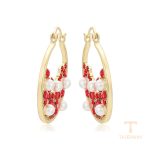 گوشواره ژوپینگ رنگ طلایی طرح طلا ۱۴ عیار نگین‌دار کد X000971509
