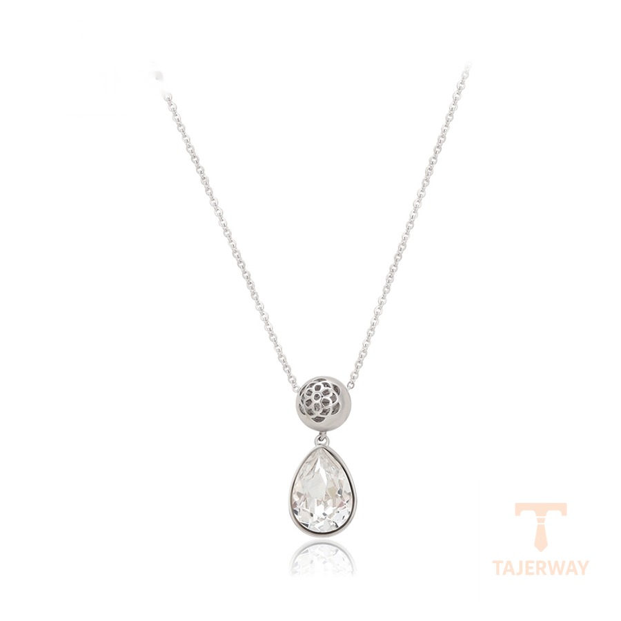 گردنبند ژوپینگ طلای سفید (رادیوم) نگین‌دار کد 14N2521616