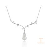 گردنبند ژوپینگ طلای سفید (رادیوم) نگین‌دار کد 43438-A1