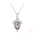 گردنبند ژوپینگ طلای سفید (رادیوم) نگین‌دار کد 43481-crystalrosepatina