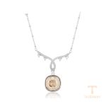 گردنبند ژوپینگ طلای سفید (رادیوم) نگین‌دار کد 43959-A10