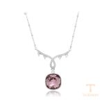 گردنبند ژوپینگ طلای سفید (رادیوم) نگین‌دار کد 43959-A5