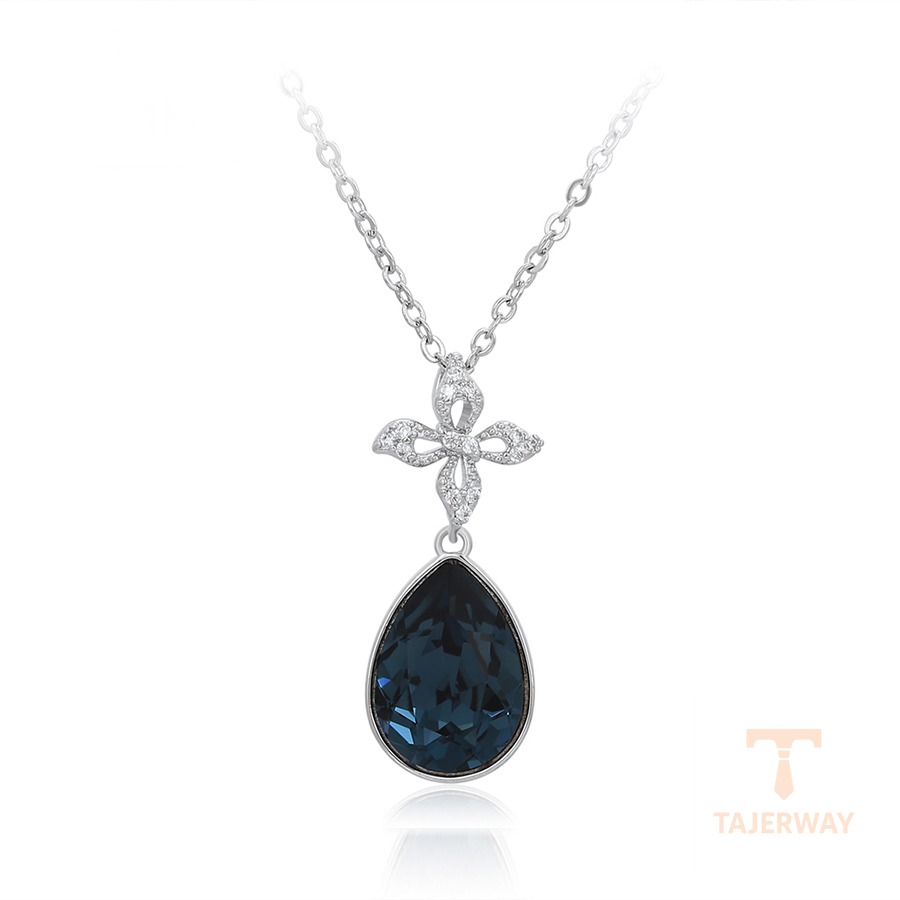 گردنبند ژوپینگ طلای سفید (رادیوم) نگین‌دار کد 43961-A13